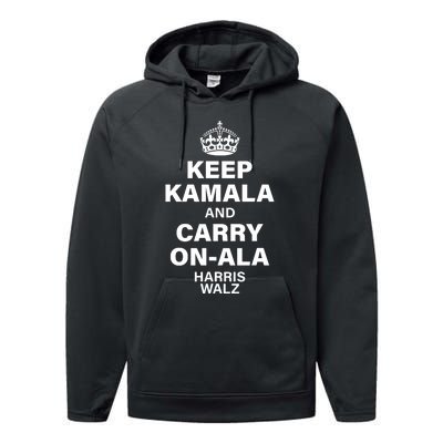 Keep Kamala And Carry On Ala Kamala Harris 2024 Performance Fleece Hoodie