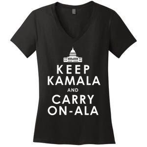 Keep Kamala And Carry On Ala Women's V-Neck T-Shirt