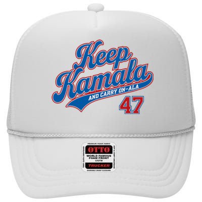 Keep Kamala And Carry On A La High Crown Mesh Back Trucker Hat