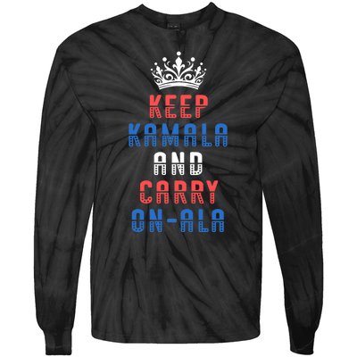 Keep Kamala And Carry Onala Vote Blue Harris Election 2024 Tie-Dye Long Sleeve Shirt