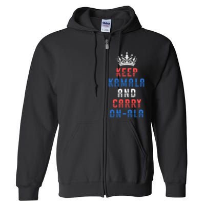 Keep Kamala And Carry Onala Vote Blue Harris Election 2024 Full Zip Hoodie