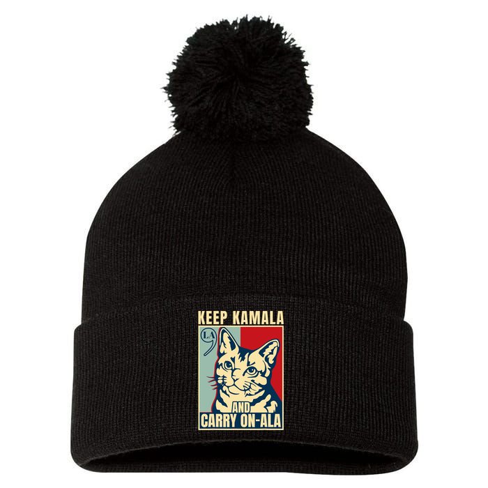 Keep Kamala And Carry On A La Pom Pom 12in Knit Beanie