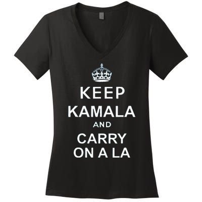 Keep Kamala And Carry On A La Women's V-Neck T-Shirt