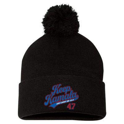 Keep Kamala And Carry On Ala Pom Pom 12in Knit Beanie