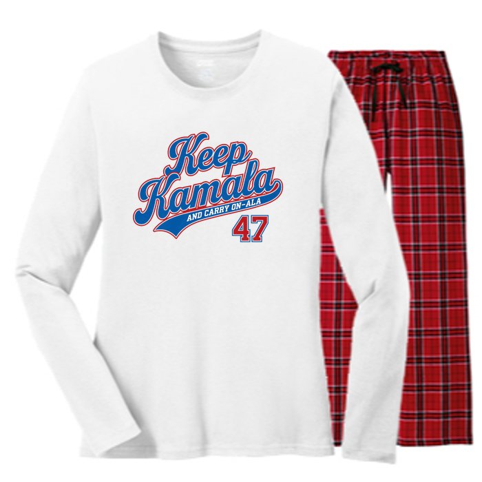 Keep Kamala And Carry On Ala Women's Long Sleeve Flannel Pajama Set 