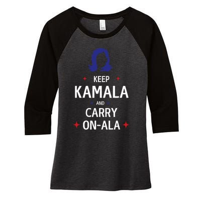 Keep Kamala And Carry On Ala Women's Tri-Blend 3/4-Sleeve Raglan Shirt