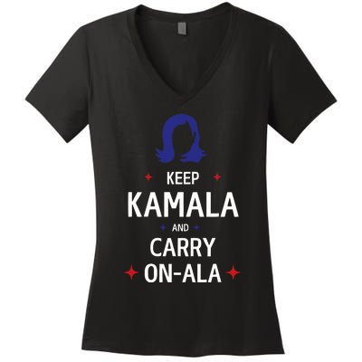 Keep Kamala And Carry On Ala Women's V-Neck T-Shirt