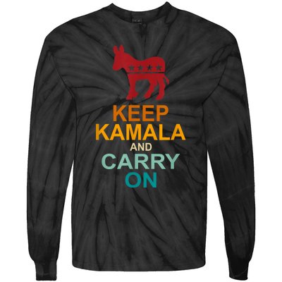 Keep Kamala And Carry On Vintage Design Tie-Dye Long Sleeve Shirt