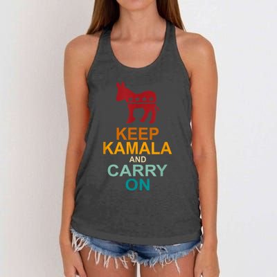 Keep Kamala And Carry On Vintage Design Women's Knotted Racerback Tank