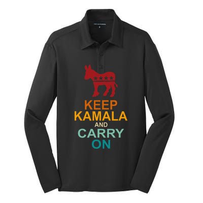 Keep Kamala And Carry On Vintage Design Silk Touch Performance Long Sleeve Polo