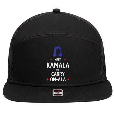 Keep Kamala And Carry On A La Kamala Harris 2024 Gift 7 Panel Mesh Trucker Snapback Hat