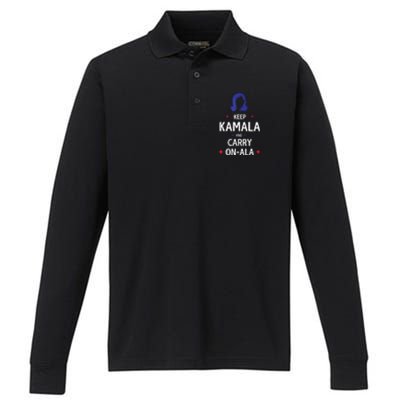 Keep Kamala And Carry On A La Kamala Harris 2024 Gift Performance Long Sleeve Polo