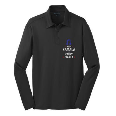 Keep Kamala And Carry On A La Kamala Harris 2024 Gift Silk Touch Performance Long Sleeve Polo