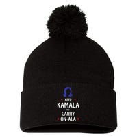 Keep Kamala And Carry On A La Kamala Harris 2024 Gift Pom Pom 12in Knit Beanie