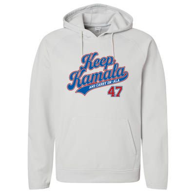 Keep Kamala And Carry On A La Trending Design Performance Fleece Hoodie