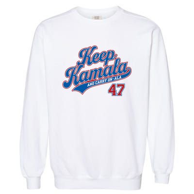 Keep Kamala And Carry On A La Trending Design Garment-Dyed Sweatshirt