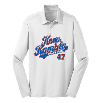 Keep Kamala And Carry On A La Trending Design Silk Touch Performance Long Sleeve Polo