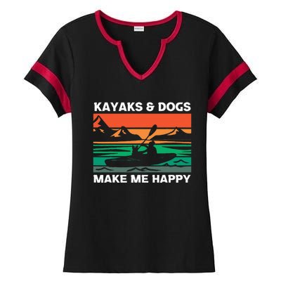 Kayaking Kayaks And Dogs Ladies Halftime Notch Neck Tee