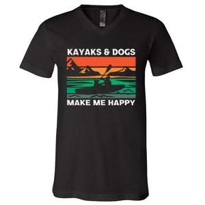 Kayaking Kayaks And Dogs V-Neck T-Shirt