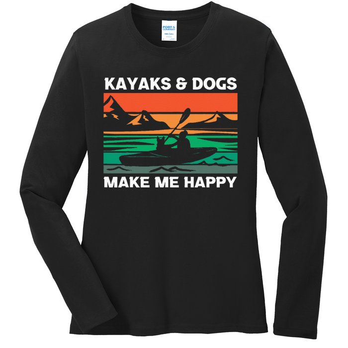 Kayaking Kayaks And Dogs Ladies Long Sleeve Shirt