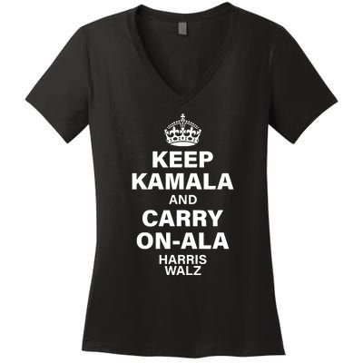 Keep Kamala And Carry On Ala Women's V-Neck T-Shirt