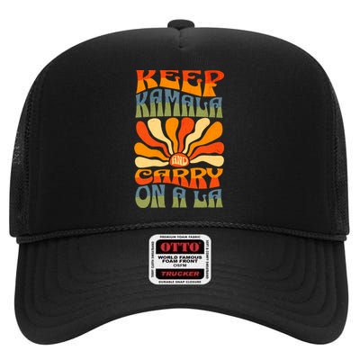 Keep Kamala And Carry On A La High Crown Mesh Back Trucker Hat