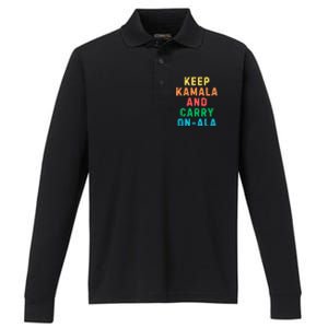 Keep Kamala And Carry Onala Kamala Vote Blue Election 2024 Performance Long Sleeve Polo