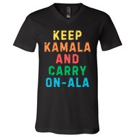 Keep Kamala And Carry Onala Kamala Vote Blue Election 2024 V-Neck T-Shirt