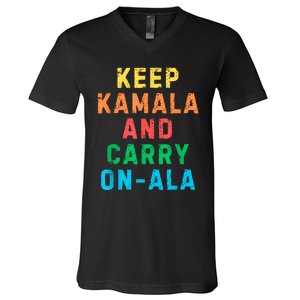 Keep Kamala And Carry Onala Kamala Vote Blue Election 2024 V-Neck T-Shirt