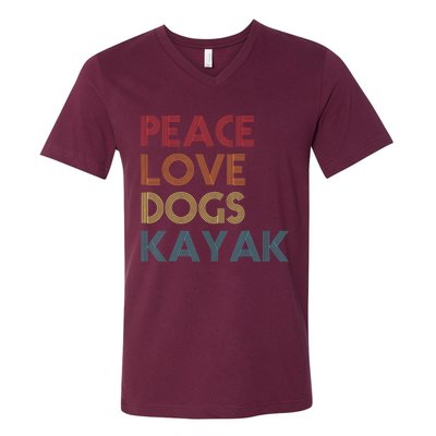 Kayaker Kayaking Apparel Kayak And Dog Lovers Vintage Retro V-Neck T-Shirt