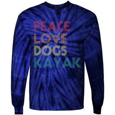 Kayaker Kayaking Apparel Kayak And Dog Lovers Vintage Retro Tie-Dye Long Sleeve Shirt