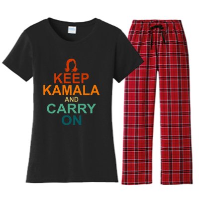 Keep Kamala And Carry On Vintage Design Women's Flannel Pajama Set