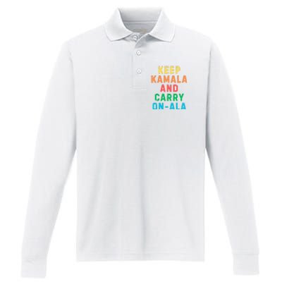 Keep Kamala And Carry Onala Kamala Vote Blue Election 2024 Long Sleeve Performance Long Sleeve Polo