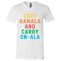 Keep Kamala And Carry Onala Kamala Vote Blue Election 2024 Long Sleeve V-Neck T-Shirt