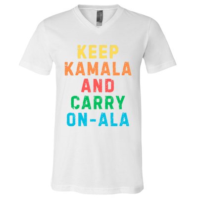 Keep Kamala And Carry Onala Kamala Vote Blue Election 2024 Long Sleeve V-Neck T-Shirt