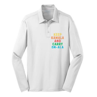 Keep Kamala And Carry Onala Kamala Vote Blue Election 2024 Long Sleeve Silk Touch Performance Long Sleeve Polo