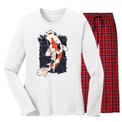 King Koi Abstract Graphic Design Women's Long Sleeve Flannel Pajama Set 