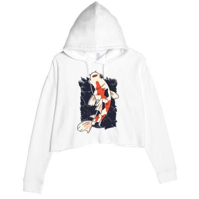 King Koi Abstract Graphic Design Crop Fleece Hoodie