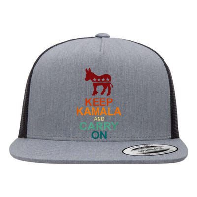 Keep Kamala And Carry On Vintage Design Flat Bill Trucker Hat