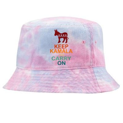 Keep Kamala And Carry On Vintage Design Tie-Dyed Bucket Hat