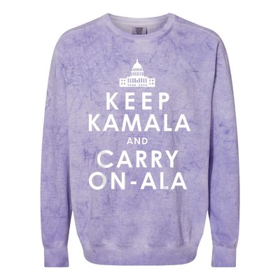 Keep Kamala And Carry On Ala Funny Harris White House Colorblast Crewneck Sweatshirt