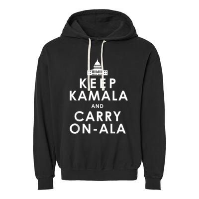 Keep Kamala And Carry On Ala Funny Harris White House Garment-Dyed Fleece Hoodie