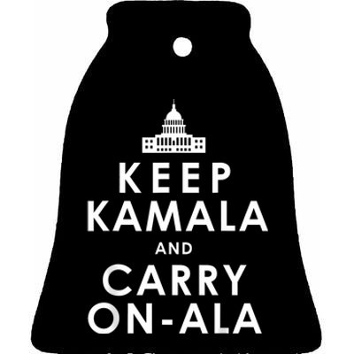 Keep Kamala And Carry On Ala Funny Harris White House Ceramic Bell Ornament