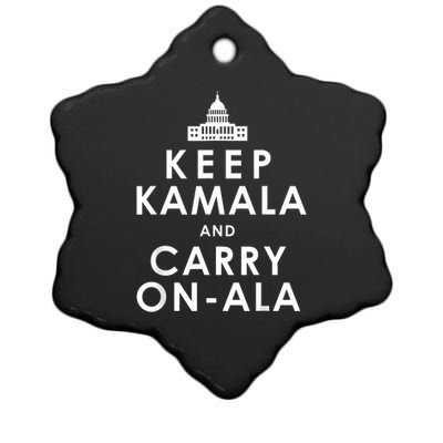 Keep Kamala And Carry On Ala Funny Harris White House Ceramic Star Ornament