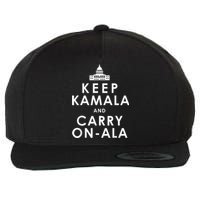 Keep Kamala And Carry On Ala Funny Harris White House Wool Snapback Cap