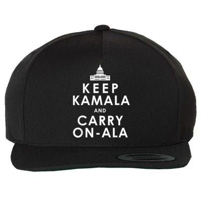 Keep Kamala And Carry On Ala Funny Harris White House Wool Snapback Cap