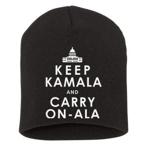 Keep Kamala And Carry On Ala Funny Harris White House Short Acrylic Beanie