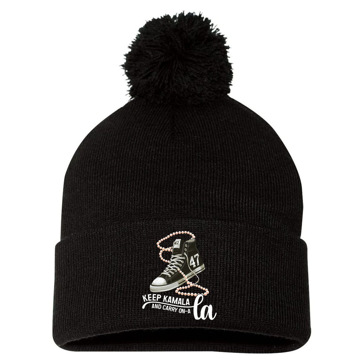 Keep Kamala And Carry Onala Kamala Harris President 2024 Pom Pom 12in Knit Beanie