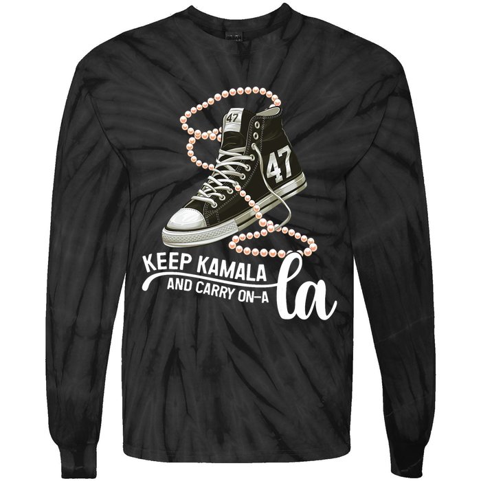 Keep Kamala And Carry Onala Kamala Harris President 2024 Tie-Dye Long Sleeve Shirt