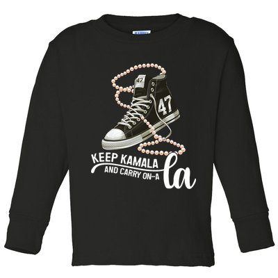 Keep Kamala And Carry Onala Kamala Harris President 2024 Toddler Long Sleeve Shirt